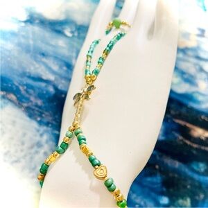 Elegant Green and Gold Beaded Bracelet